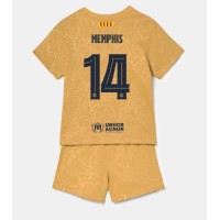 Barcelona Memphis Depay #14 Fußballbekleidung Auswärtstrikot Kinder 2022-23 Kurzarm (+ kurze hosen)